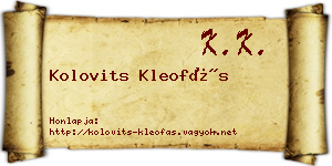 Kolovits Kleofás névjegykártya